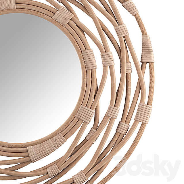 Rattan Wall Mirror 3DS Max Model - thumbnail 2