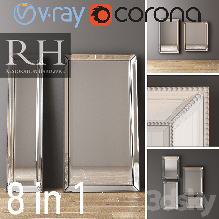 RH VENETIAN MIRRORS SET SILVER 3DS Max - thumbnail 1