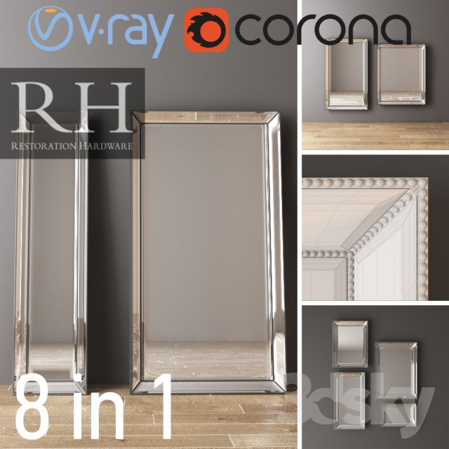 RH VENETIAN MIRRORS SET SILVER 3DS Max - thumbnail 3