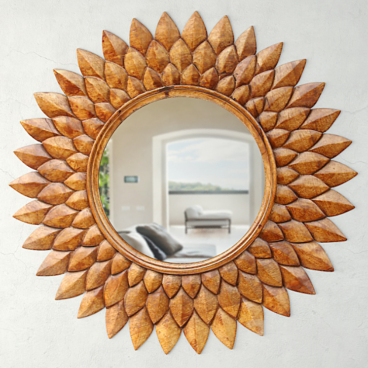 Round Carved Lotus Mirror 3DS Max - thumbnail 1