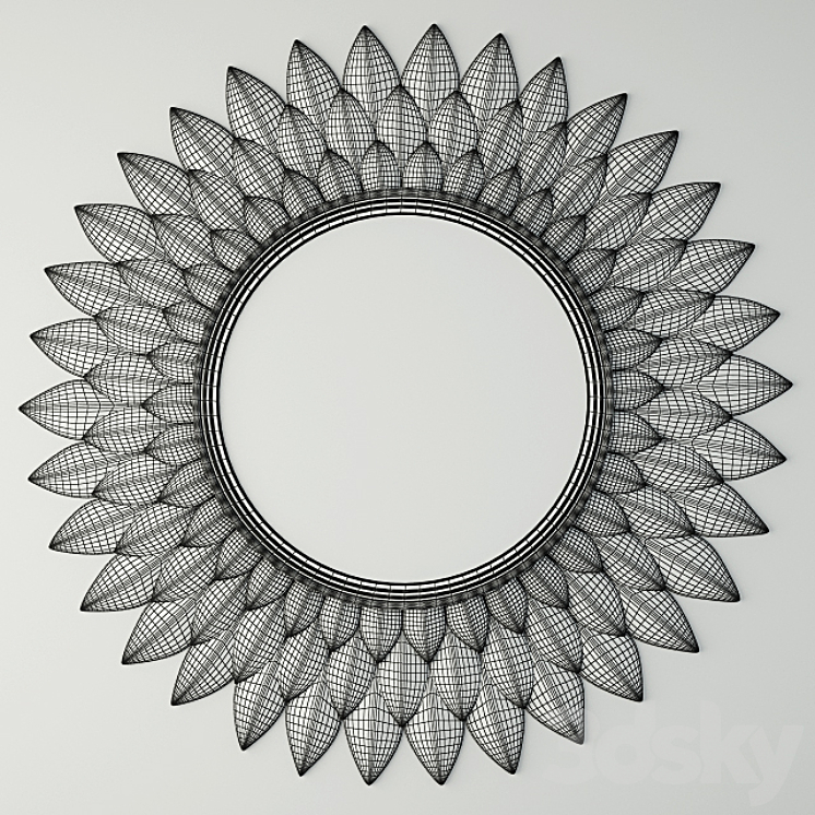 Round Carved Lotus Mirror 3DS Max - thumbnail 2