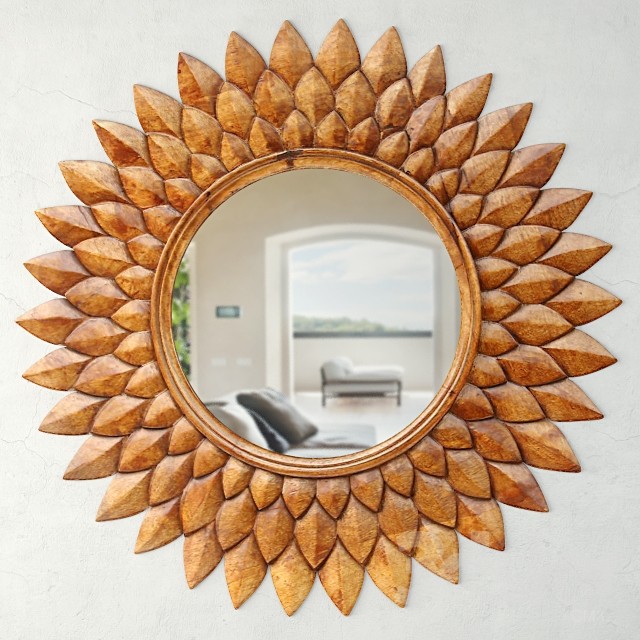 Round Carved Lotus Mirror 3DS Max - thumbnail 3