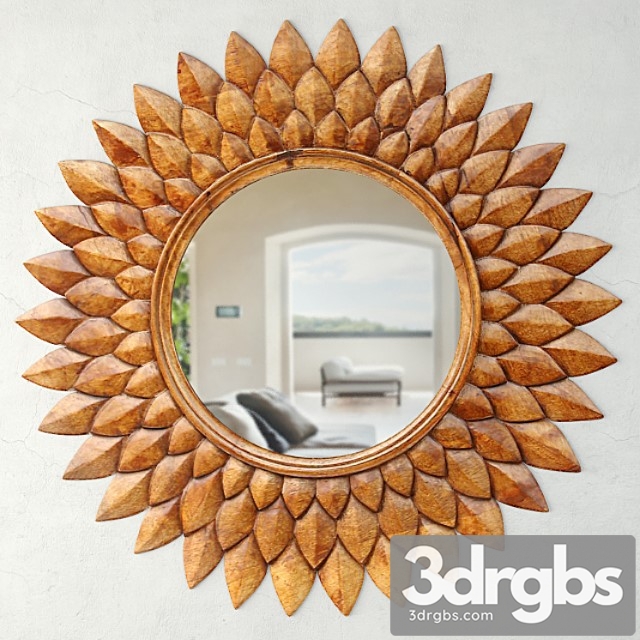 Round carved lotus mirror 3dsmax Download - thumbnail 1