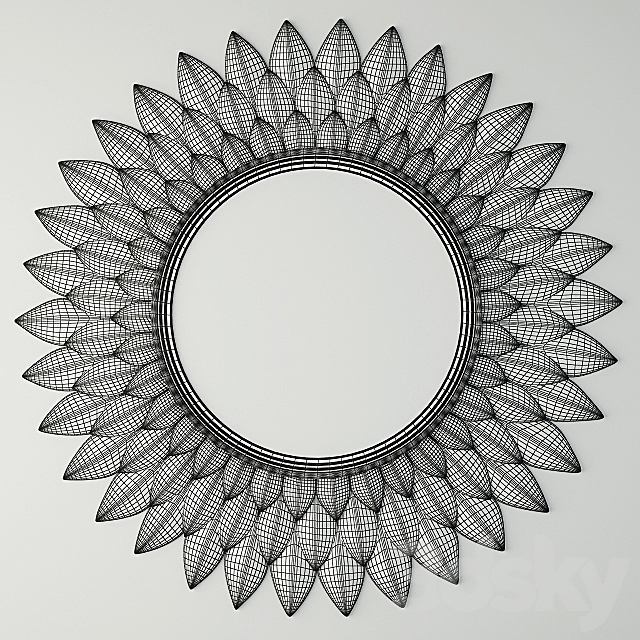 Round Carved Lotus Mirror 3DSMax File - thumbnail 2