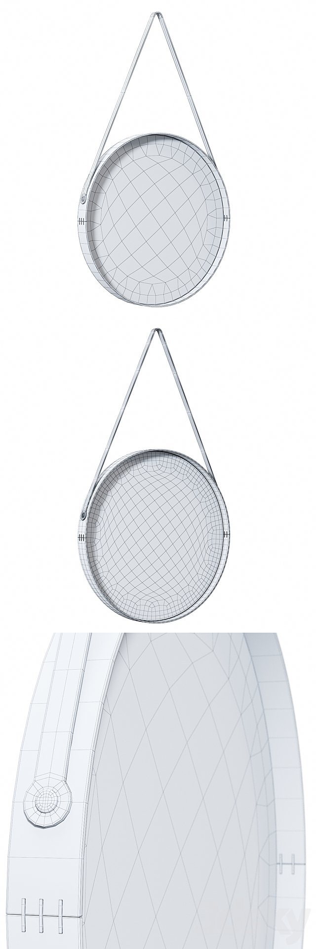 Round leather mirror 3DSMax File - thumbnail 3