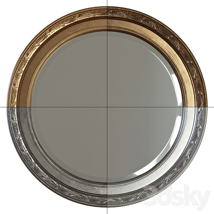 Round mirror in a frame 3DS Max - thumbnail 2