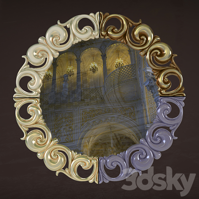 Round mirror Olivia 3DS Max Model - thumbnail 2