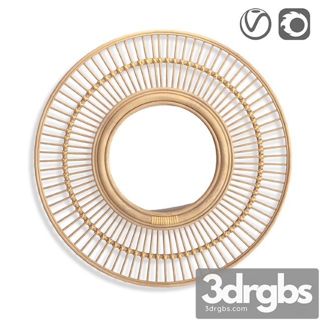 Round rattan mirror nogu - thumbnail 1