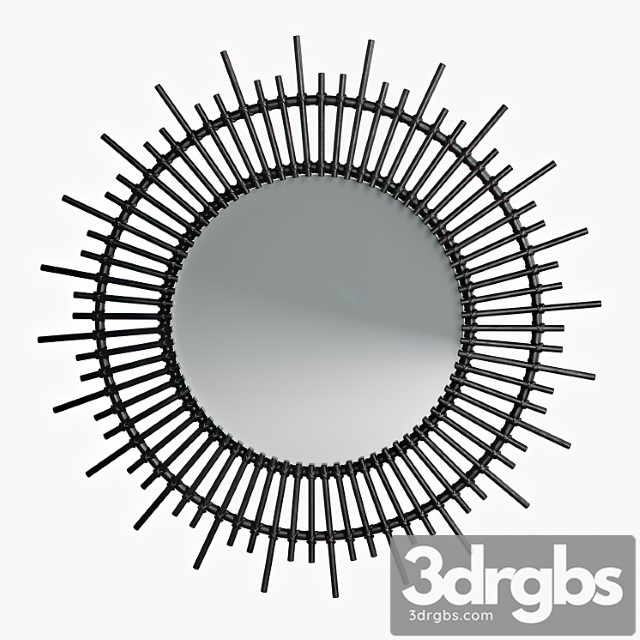 Soleil mirror in black lacquered rattan - thumbnail 1