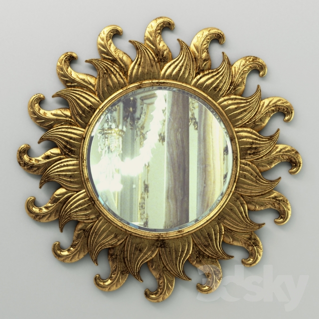 Sun Flower Classic Round Mirror Carving 3DS Max - thumbnail 3