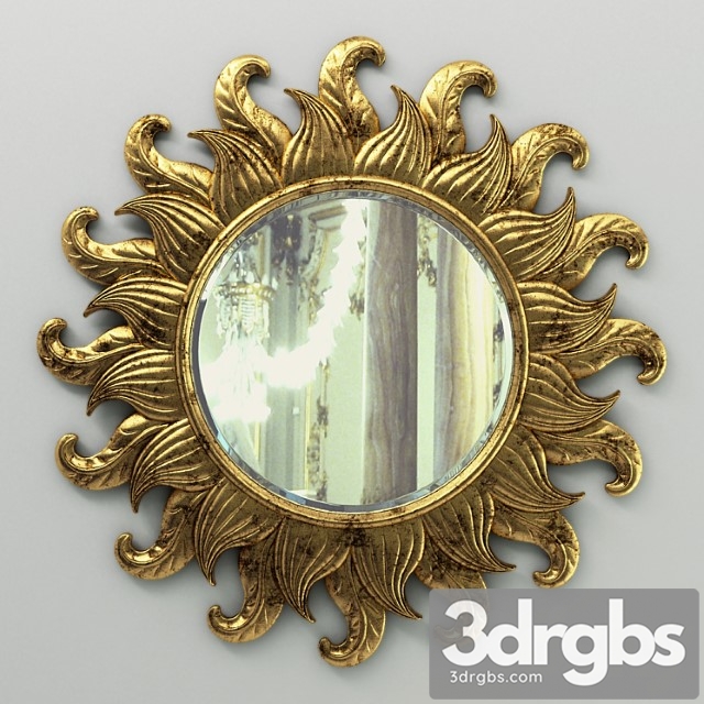 Sun flower classic round mirror carving 3dsmax Download - thumbnail 1