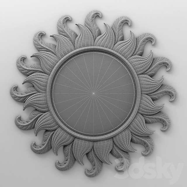 Sun Flower Classic Round Mirror Carving 3DSMax File - thumbnail 2