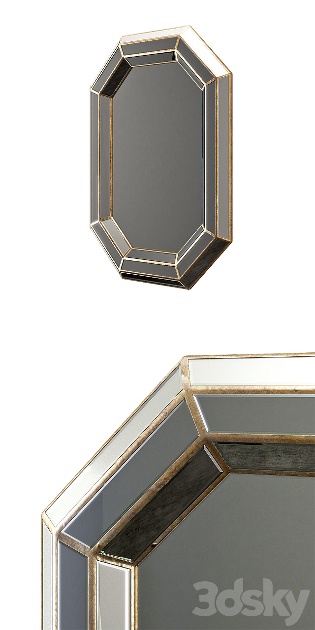 Surya gordon champagne wall mirror 3DS Max Model - thumbnail 2