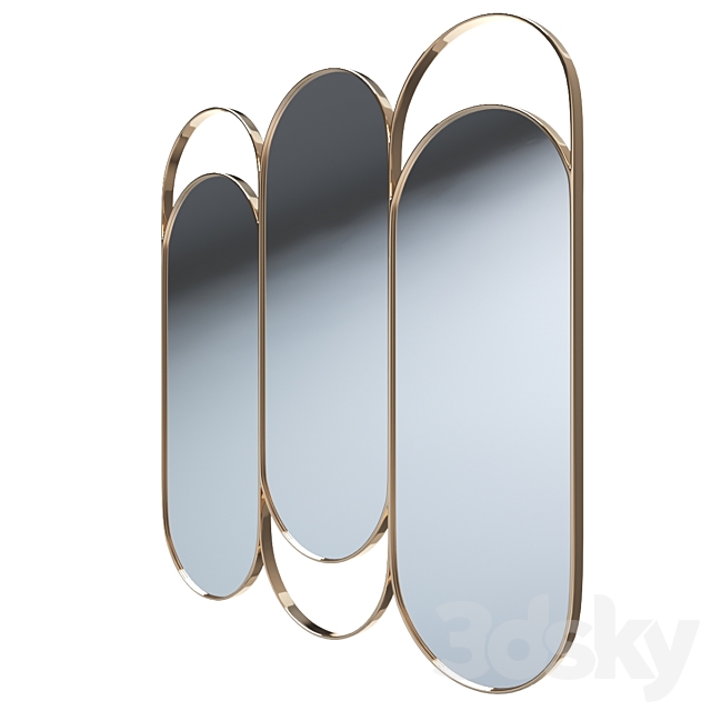 Triple mirror in brass Alama La Redoute 3DS Max Model - thumbnail 2