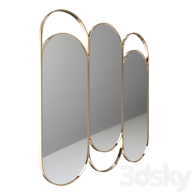 Triple mirror in brass Alama La Redoute 3DS Max Model - thumbnail 3