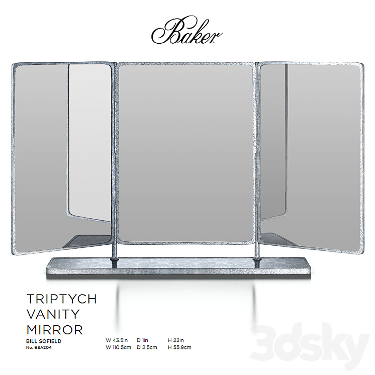 Triptych Vanity Mirror by Baker 3DS Max - thumbnail 1