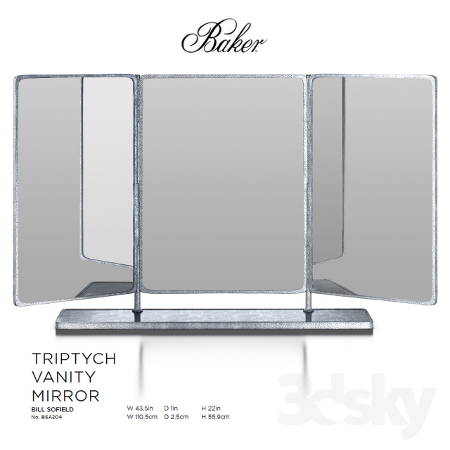 Triptych Vanity Mirror by Baker 3DS Max - thumbnail 3