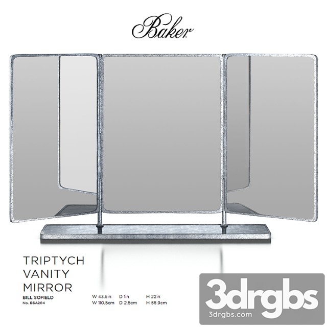 Triptych vanity mirror by baker 3dsmax Download - thumbnail 1