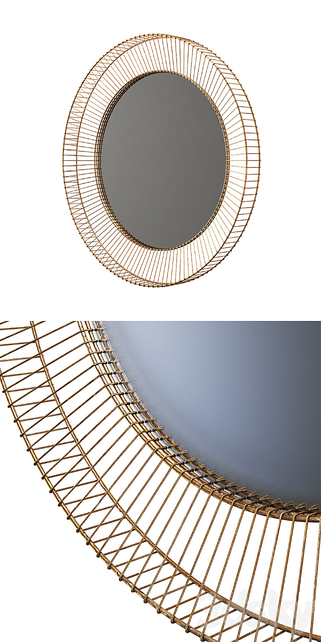 Uttermost bricius rust bronze and gold round metal mirror 3DSMax File - thumbnail 2