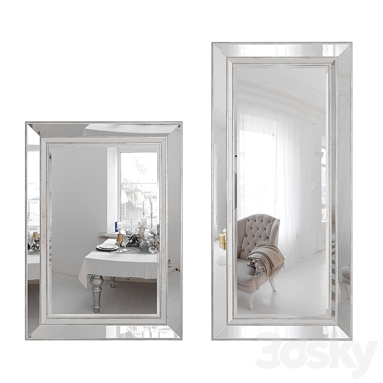 Wall and floor mirror Marlena Antiqued Glass Frame Mirror by Pottery Barn 3DS Max Model - thumbnail 1