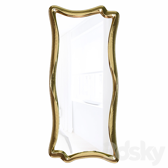 Wall mirror in a figured frame “Marne” Antique gold leaf 3DSMax File - thumbnail 1