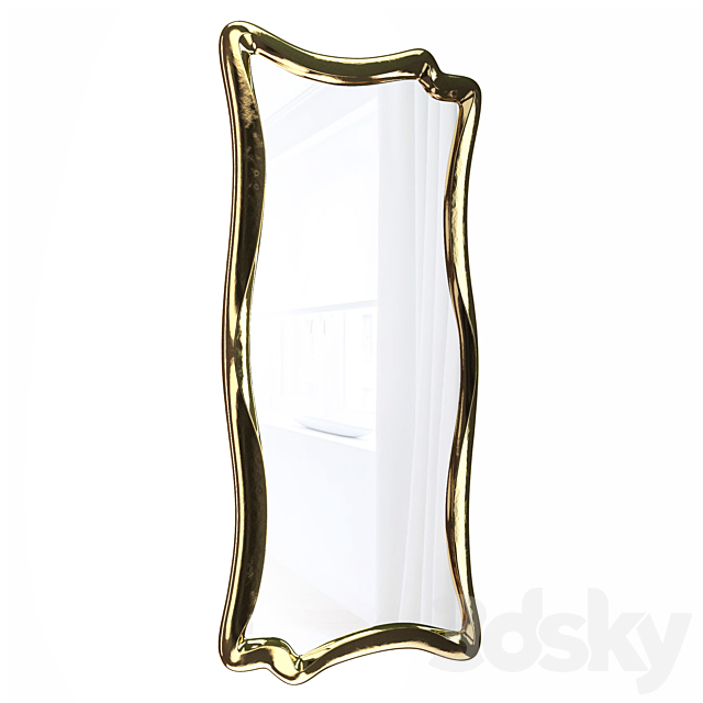 Wall mirror in a figured frame “Marne” Antique gold leaf 3DSMax File - thumbnail 2