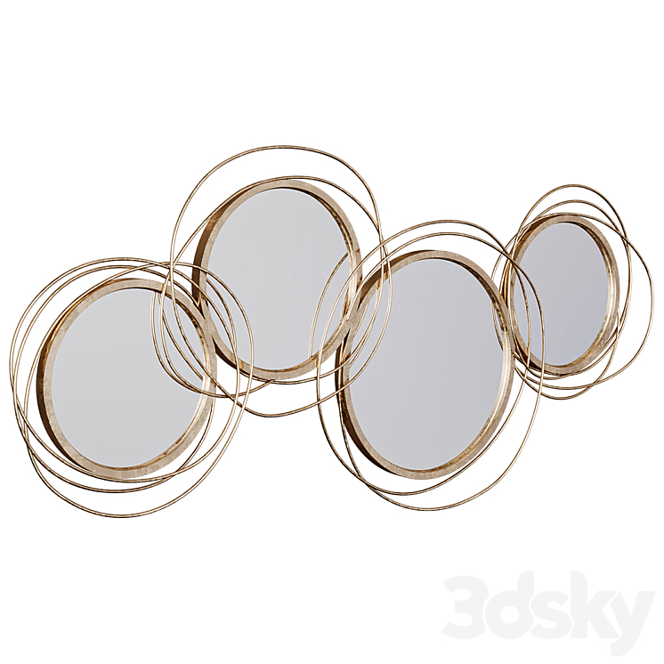 Wall Mirror Modern Luxury Large Gold Round Wall Mirror 3DS Max Model - thumbnail 1