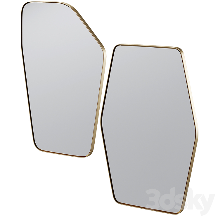 Wall Mirror Shape Brass by Kare Design 3DS Max Model - thumbnail 3