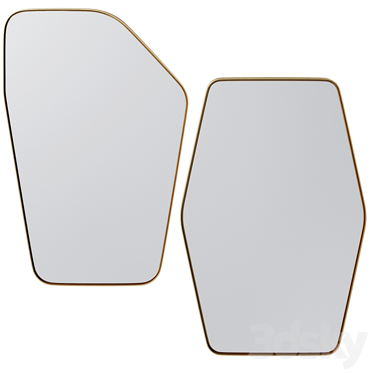 Wall Mirror Shape Brass by Kare Design 3DS Max - thumbnail 2