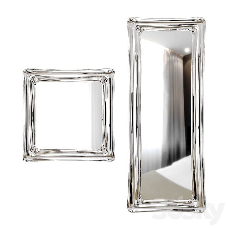 Wall mirror Sinuo modern mirror by Riflessi 3DS Max Model - thumbnail 1