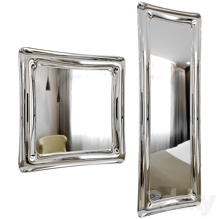 Wall mirror Sinuo modern mirror by Riflessi 3DS Max Model - thumbnail 2