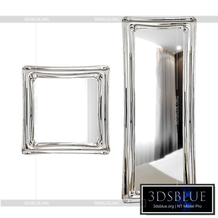 Wall mirror Sinuo modern mirror by Riflessi 3DS Max - thumbnail 3