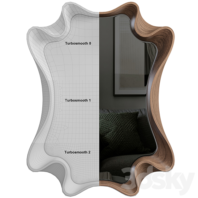 Wall mirror with 3 materials 3DSMax File - thumbnail 4