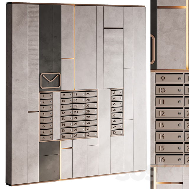 115 Mailboxes at the entrance 3ds Max - thumbnail 1