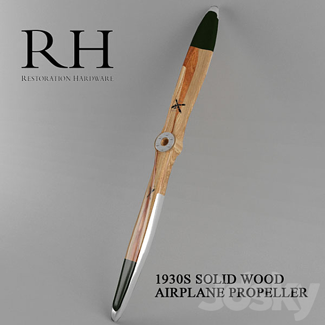 1930S SOLID WOOD AIRPLANE PROPELLER 3DSMax File - thumbnail 1