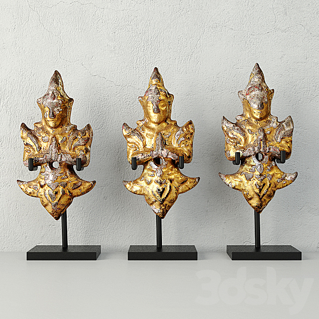 19th-C. Thai Gilded Angels 3DSMax File - thumbnail 1