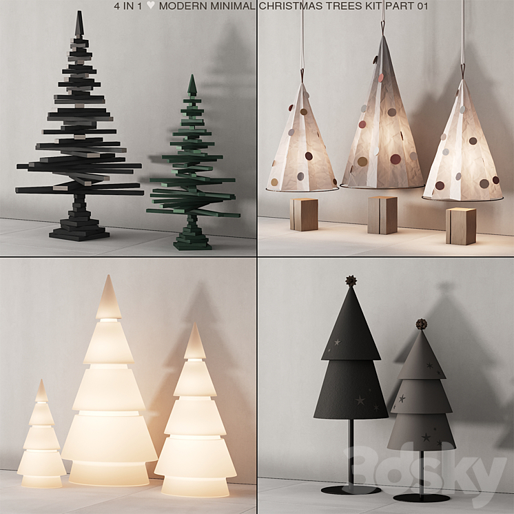 237 happy new year 01 modern christmas trees 01 3DS Max Model - thumbnail 1