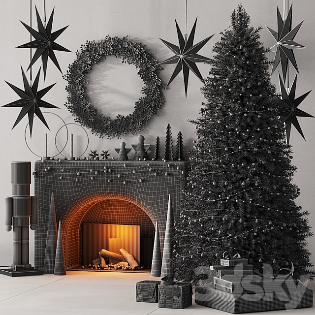 240 happy new year 04 christmas tree mono 01 light CORONA 3DS Max Model - thumbnail 6