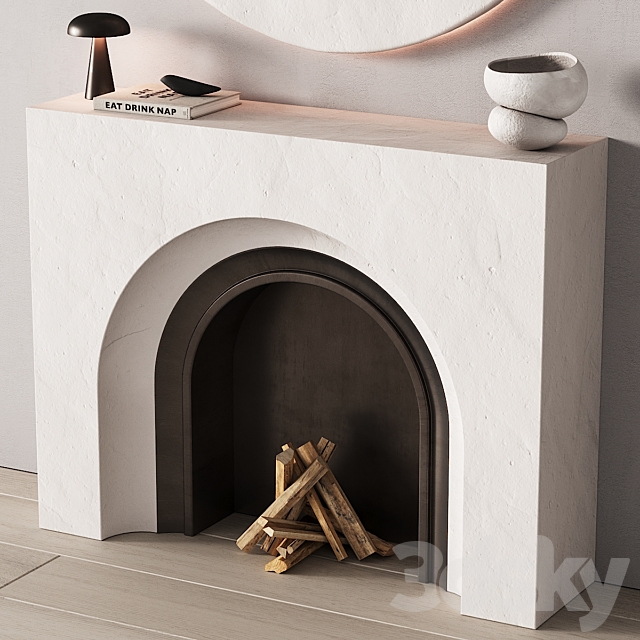 291 fireplace area decorative wall 09 minimal modern classic 00 3DS Max Model - thumbnail 2