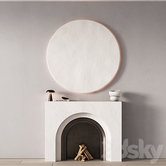 291 fireplace area decorative wall 09 minimal modern classic 00 3DS Max Model - thumbnail 3