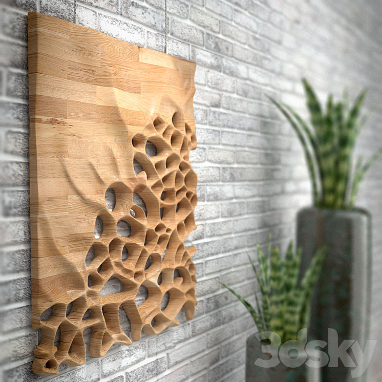 3D CNC milled Maple wood 3DS Max - thumbnail 2