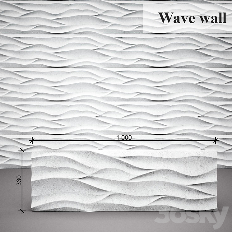 3D panel Wave wall 3DS Max - thumbnail 1