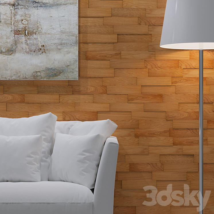 3D Wall Panel: natural oak 3DS Max - thumbnail 2