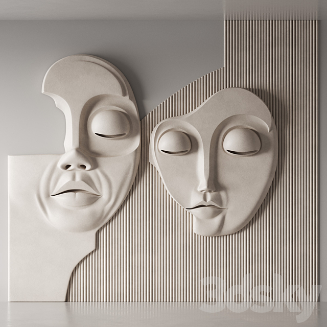 3d wall panel of the Face 3ds Max - thumbnail 2