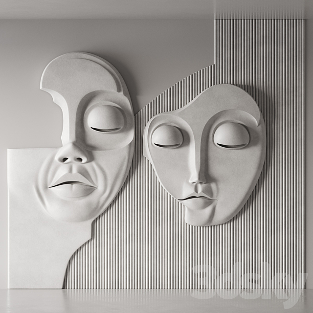 3d wall panel of the Face 3ds Max - thumbnail 3