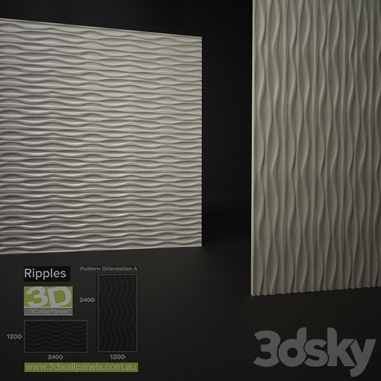 3D Wall Panels Ripples 3DS Max - thumbnail 1