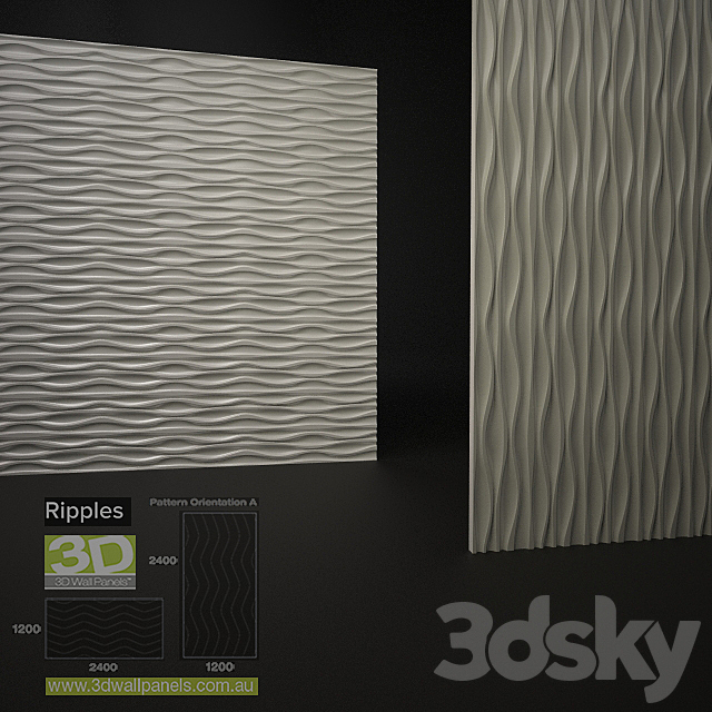 3D Wall Panels Ripples 3DSMax File - thumbnail 1