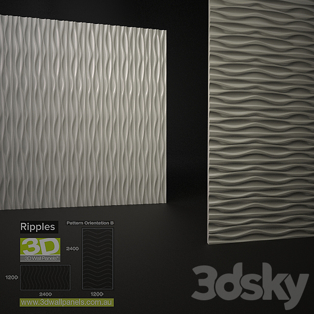 3D Wall Panels Ripples 3DSMax File - thumbnail 2