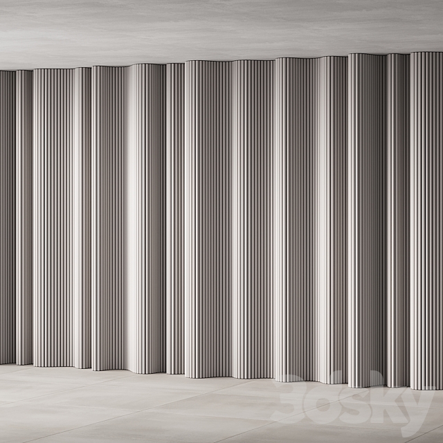 434 wall composition 15 wave fluted wood Reeded Panels 02 3DS Max Model - thumbnail 2