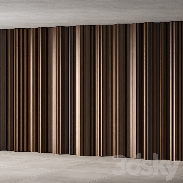 434 wall composition 15 wave fluted wood Reeded Panels 02 3DS Max Model - thumbnail 3